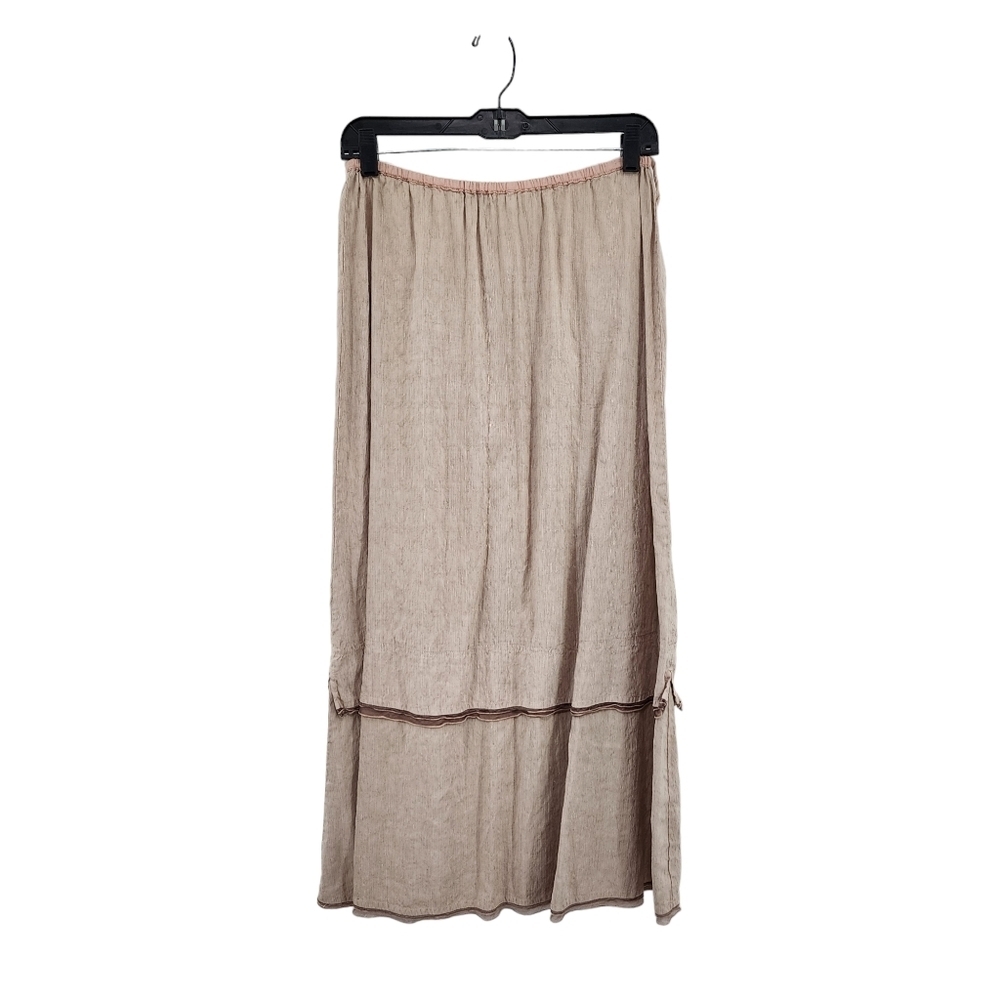 Kleen Women's Vintage SIlk Linen Blend Peasant Style Maxi Skirt - M